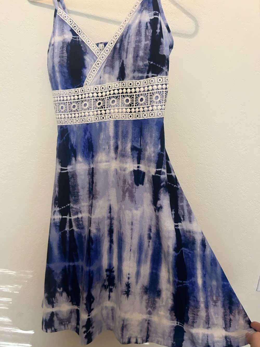 Purple Tie-Dye Boho Lace-Trim Spaghetti Strap Dress - Picture 2 of 5